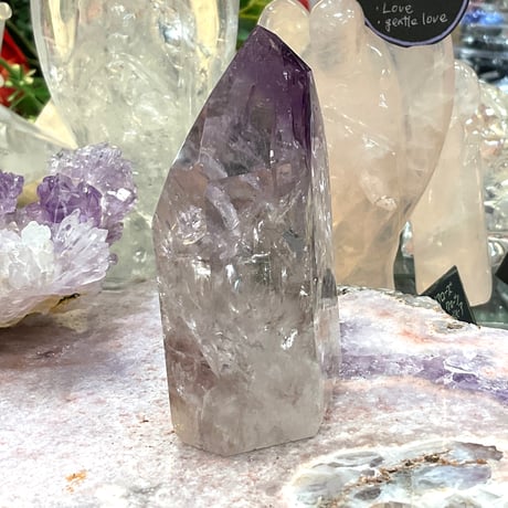 【幻のアメジスト】高波動　パウェライト　ファントムアメジスト　虹入りポリッシュポイント151g