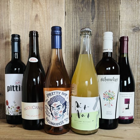 泡/白/オレンジ/ロゼ/赤ワインの入ったナチュラルワイン6本セット