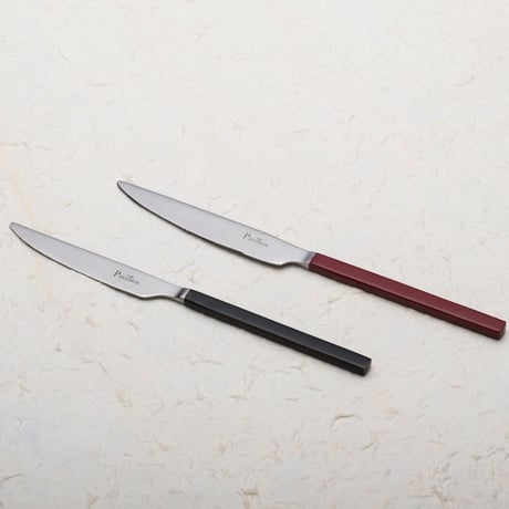 Lashiku 18-10 テーブルナイフ  粋 （朱・黒 有)