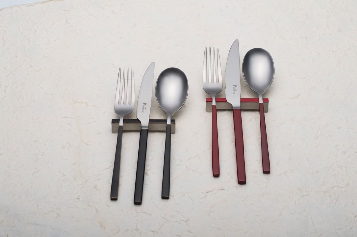 Lashiku 18-10 テーブルフォーク 粋 （朱・黒 有) | 本山漆器店