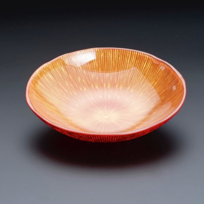 Lashiku アクリル冷麺鉢(浅) Toraitan 朱/金カスリ | 本山漆器店