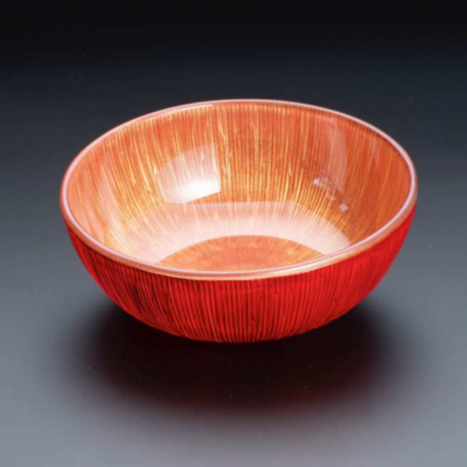 冷麺 アクリル画 Lashiku アクリル冷麺鉢(深) Toraitan 朱/金カスリ | 本山漆器店