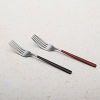 Lashiku 18-10 テーブルフォーク  粋 （朱・黒 有)