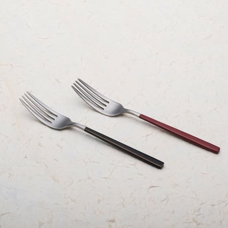 Lashiku 18-10 テーブルフォーク  粋 （朱・黒 有)