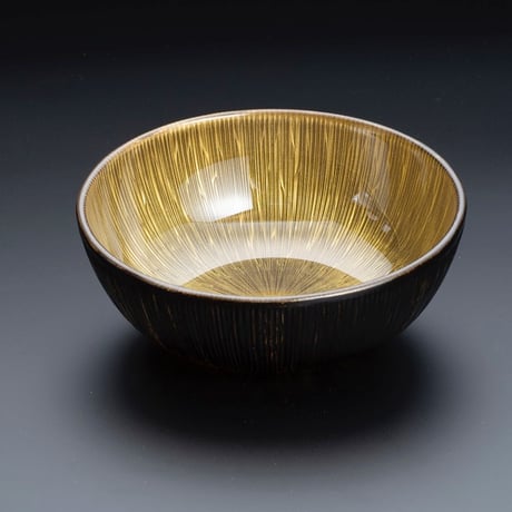 Lashiku アクリル冷麺鉢(深) Toraitan 黒/金カスリ | 本山漆器店