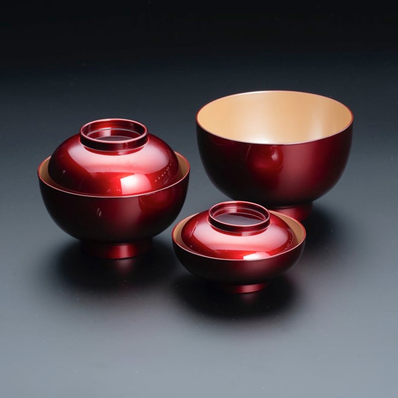 Lashiku 木質 わん・da・ふる (5つ揃い) ボルドー/シャンパンゴールド