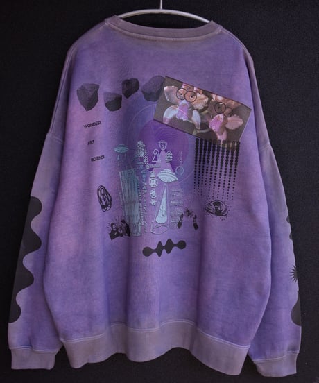 “Orchid Collage”  Crewneck Pullover-Plants Dyeing ver
