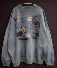 “天々向上Remix Collage” Crewneck Pullover-Plants Dyeing ver