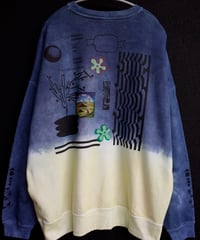 “天々向上Remix Collage” Crewneck Pullover-Plants Dyeing ver