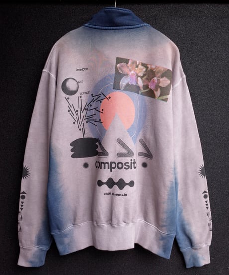 “RelaxBalance”Collage Half zip sweat-Plants Dyeing ver
