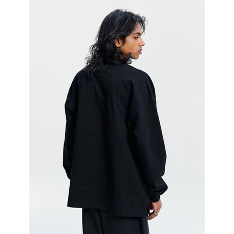 PLAITED JERSEY PANELING BORDER L/S TEE