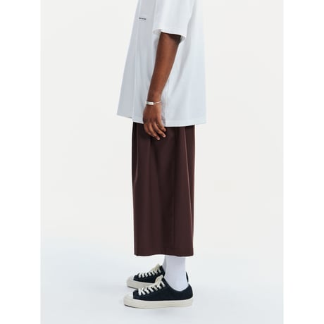 T/W TWILL SHIN CUT WIDE EASY TROUSERS