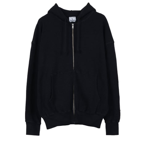 WAFFLE SWEAT HOODED ZIP