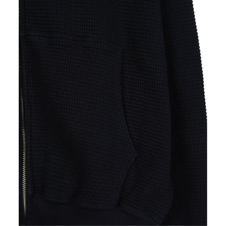 WAFFLE SWEAT HOODED ZIP