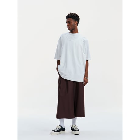 T/W TWILL SHIN CUT WIDE EASY TROUSERS
