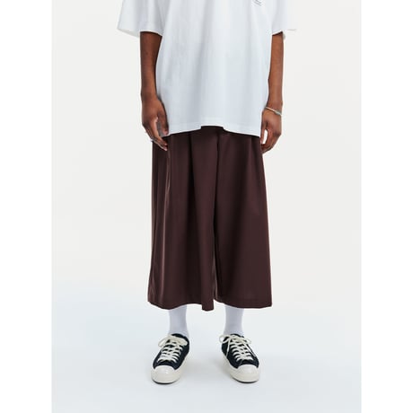 T/W TWILL SHIN CUT WIDE EASY TROUSERS