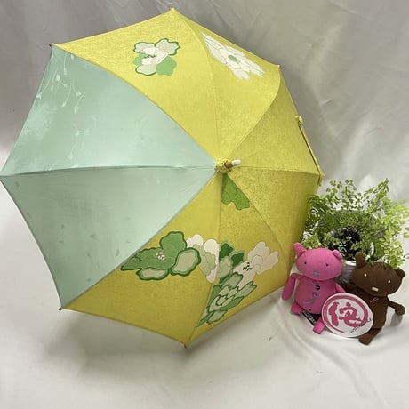 【ハンドメイド日傘】イエロ―とグリーンのさわやかな日傘☆共袋付き