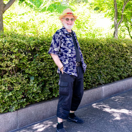 Japanese Vintage yukata color and print open-neck shirtアロハシャツ和柄