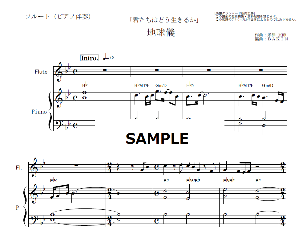 演奏会フルートのための作品小曲集 ピアノ伴奏譜付 楽譜】ピアノ協奏曲第2番 第2楽章（フルート＋ピアノ伴奏
