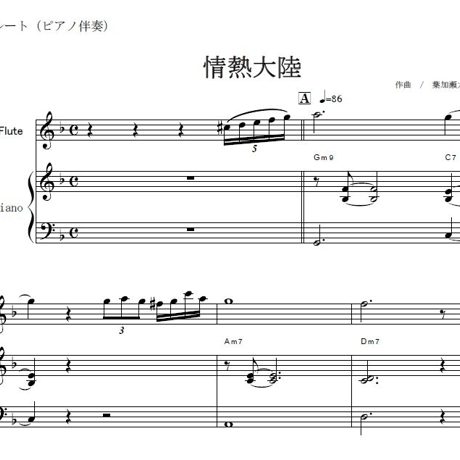 【フルート楽譜】情熱大陸～葉加瀬太郎～ （フルートピアノ伴奏）