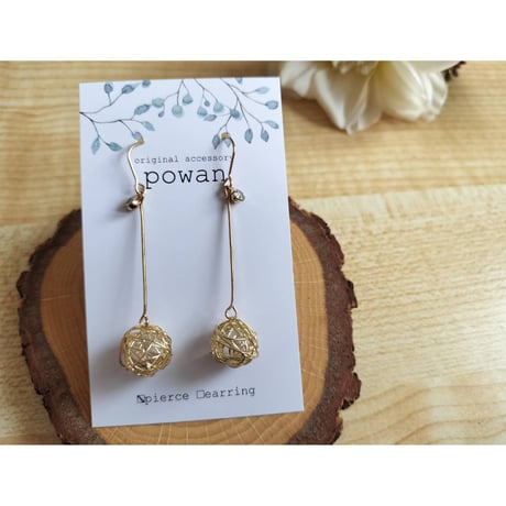 【powan】ゴールドワイヤーボールピアス