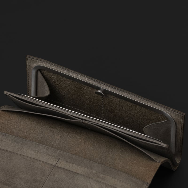 ブラウン バケッタレザー 長財布　ヌ frame long wallet frame long wallet | ヌ
