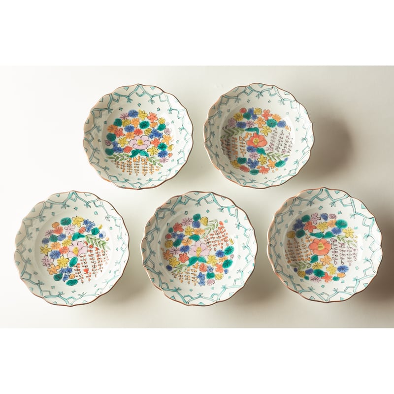 永井麻美子 百花手風輪花 小皿