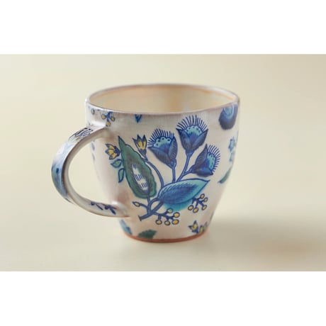 稲積佳谷　九谷焼　伝説の怪獣　マグカップ  青