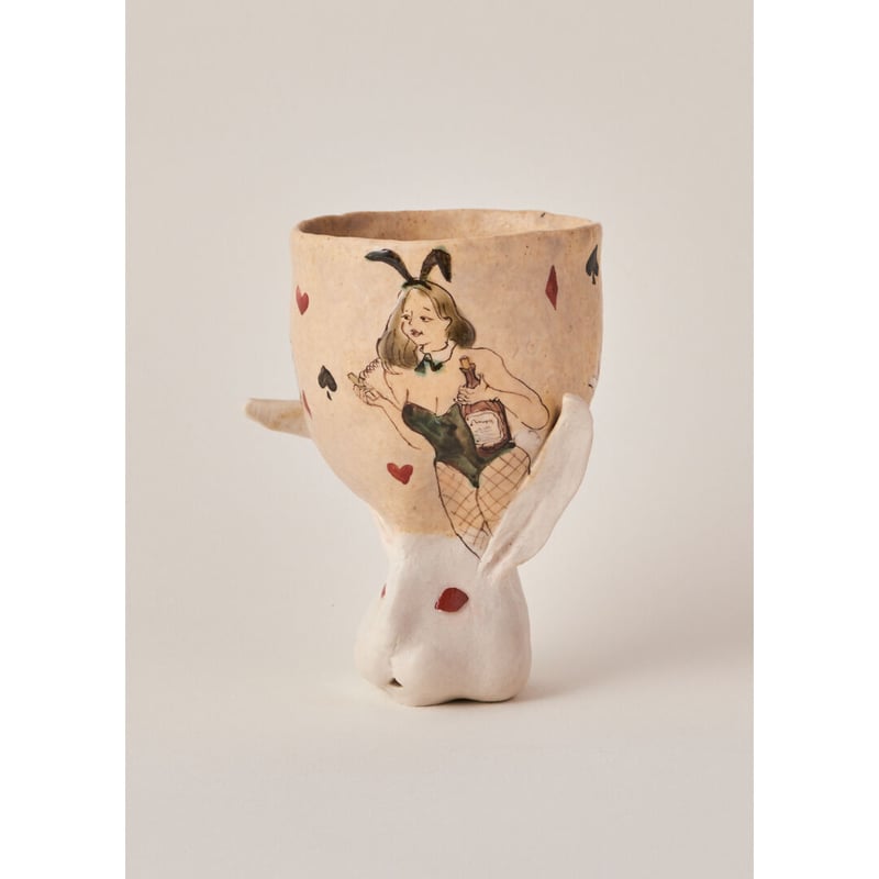 九谷焼 北井真衣 うさぎ高台カップ アリス ゴブレット ワイングラス