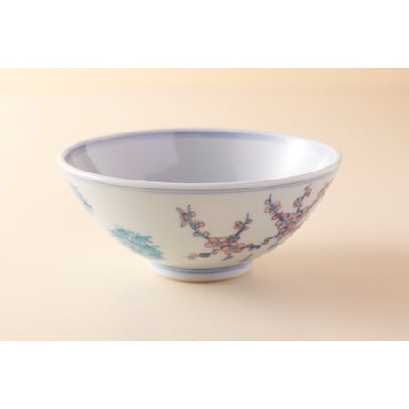 川上真子　九谷焼　飯茶碗　色絵松竹梅