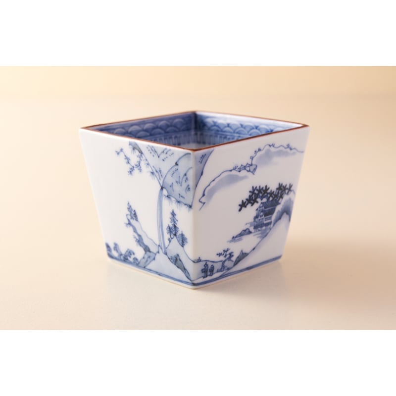 川上真子 九谷焼 角小鉢 山水図 | HemingArts