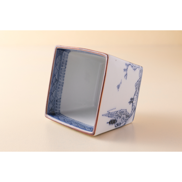 川上真子 九谷焼 角小鉢 山水図 | HemingArts