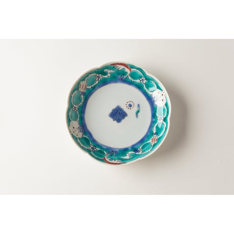 永井麻美子　九谷焼　トルコ唐草　輪花4.5寸皿