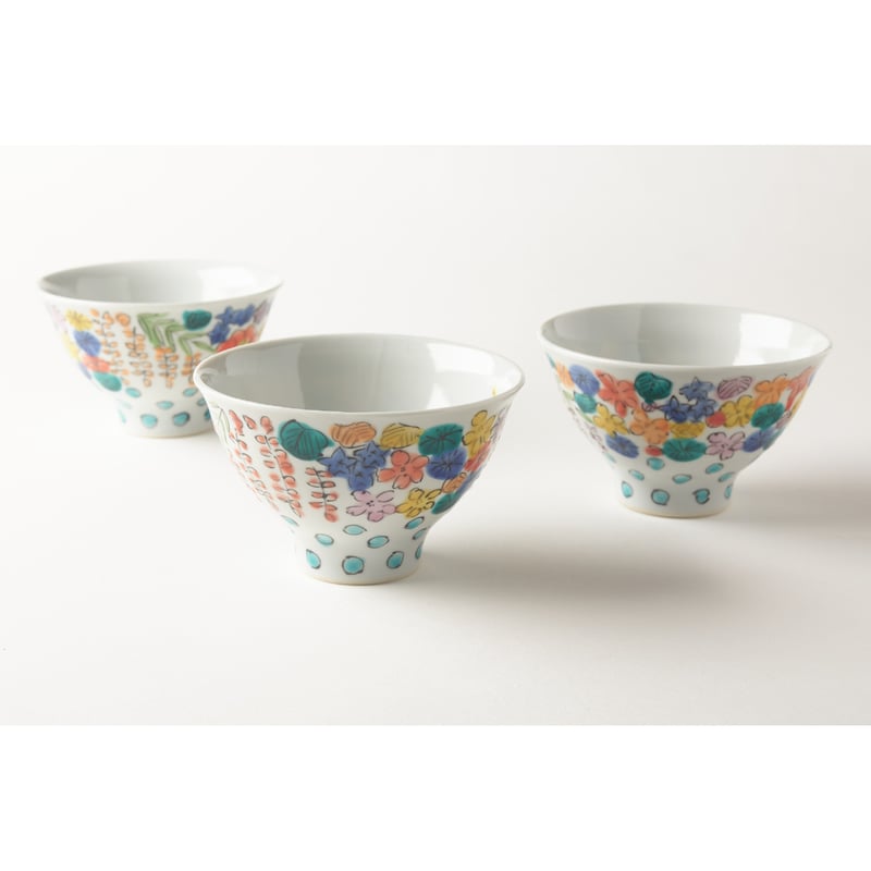 永井麻美子 九谷焼 百花手風 めし碗 中 | HemingArts
