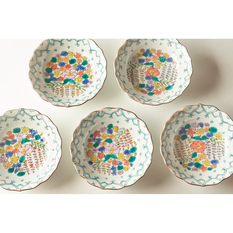 永井麻美子 九谷焼 百花手風 輪花浅鉢 | HemingArts