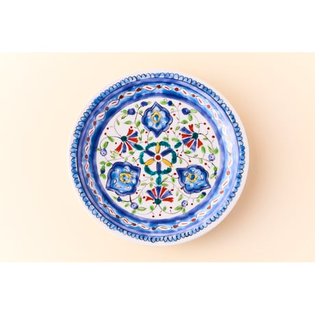 永井麻美子　九谷焼　トルコブルー　青花六寸皿
