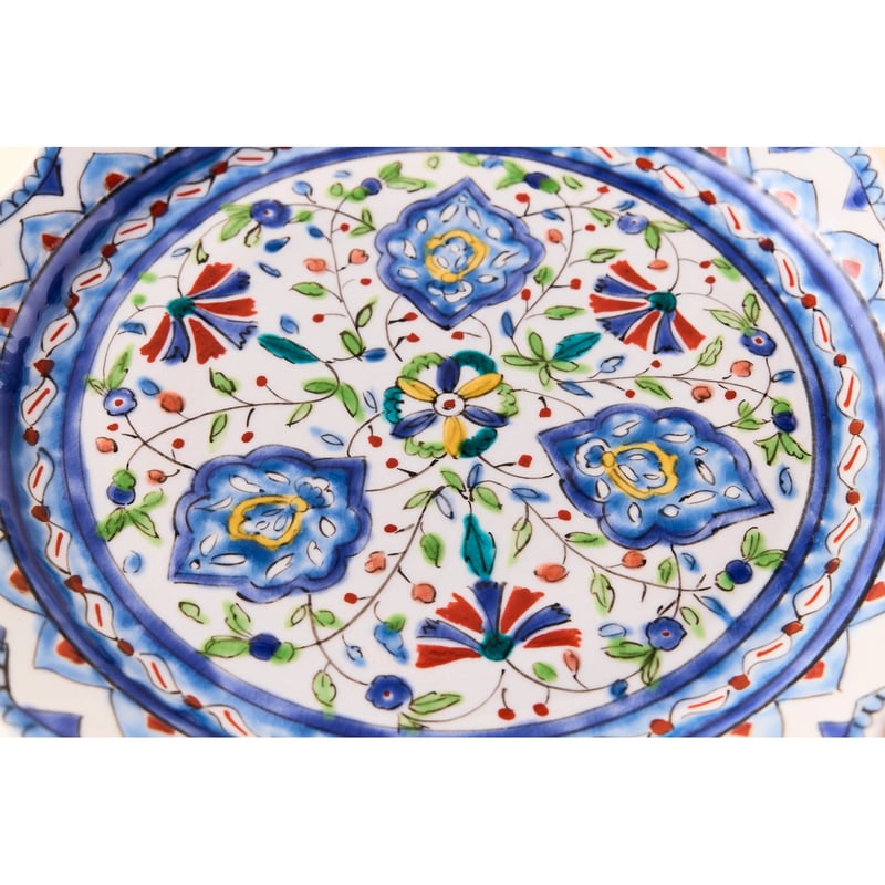 永井麻美子　皿　花柄　九谷焼 永井麻美子 九谷焼 トルコブルー 青花輪花八寸皿 | HemingArts