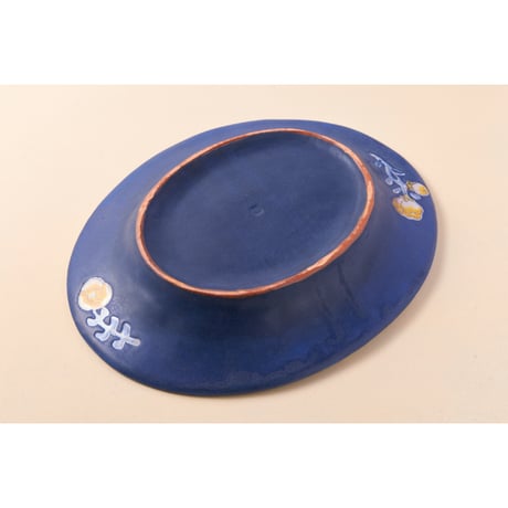 稲積佳谷　黄色唐花紋　オーバル　青