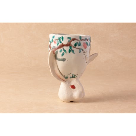 北井真衣　九谷焼　うさぎ高台カップ  dうっふん
