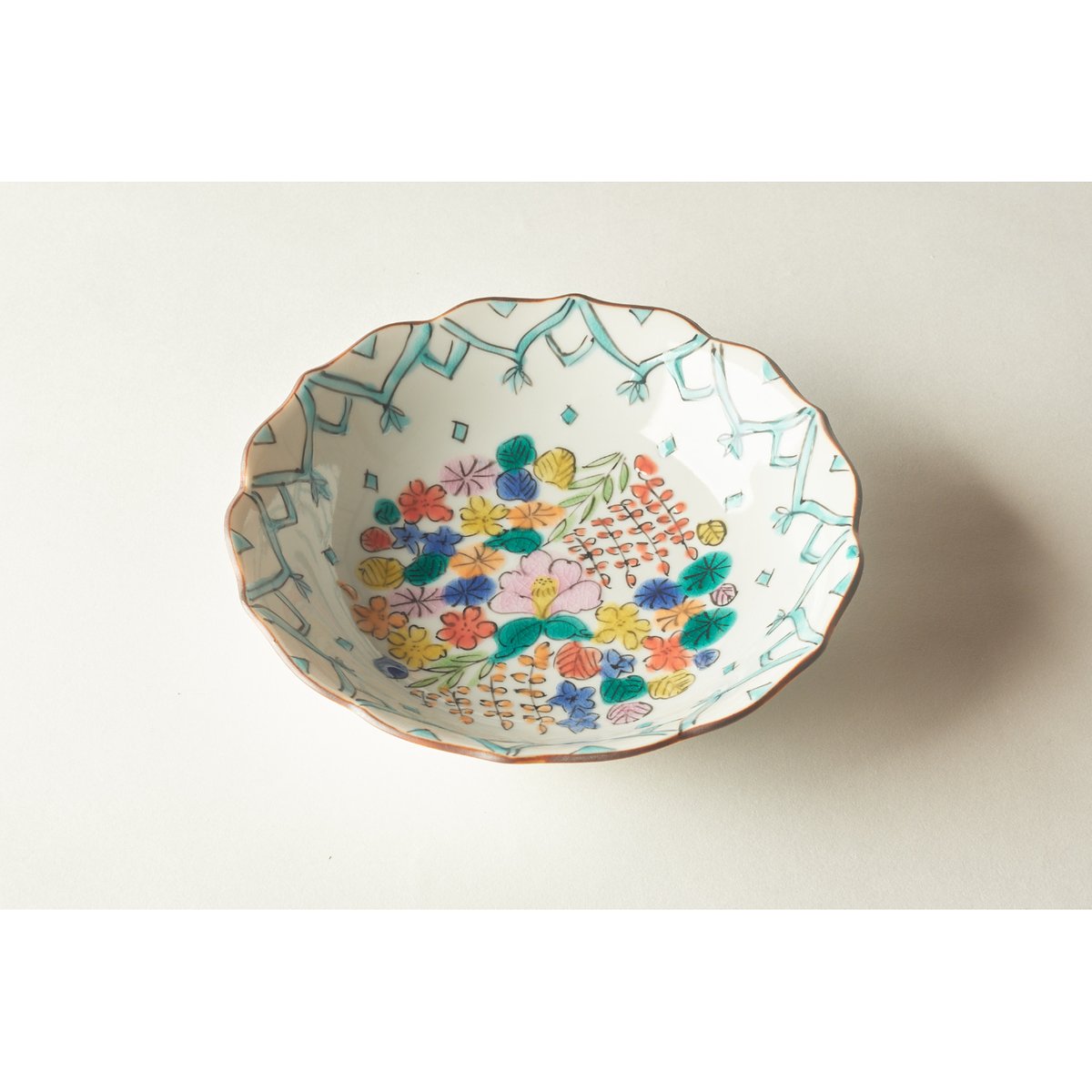 永井麻美子 百花手風輪花 小皿 永井麻美子 百花手風輪花 小皿 永井麻美子 九谷焼 百花手風 輪花