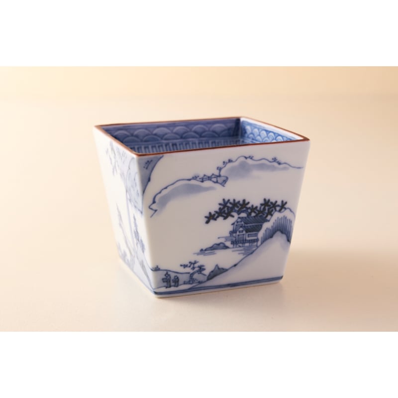 川上真子 九谷焼 角小鉢 山水図 | HemingArts