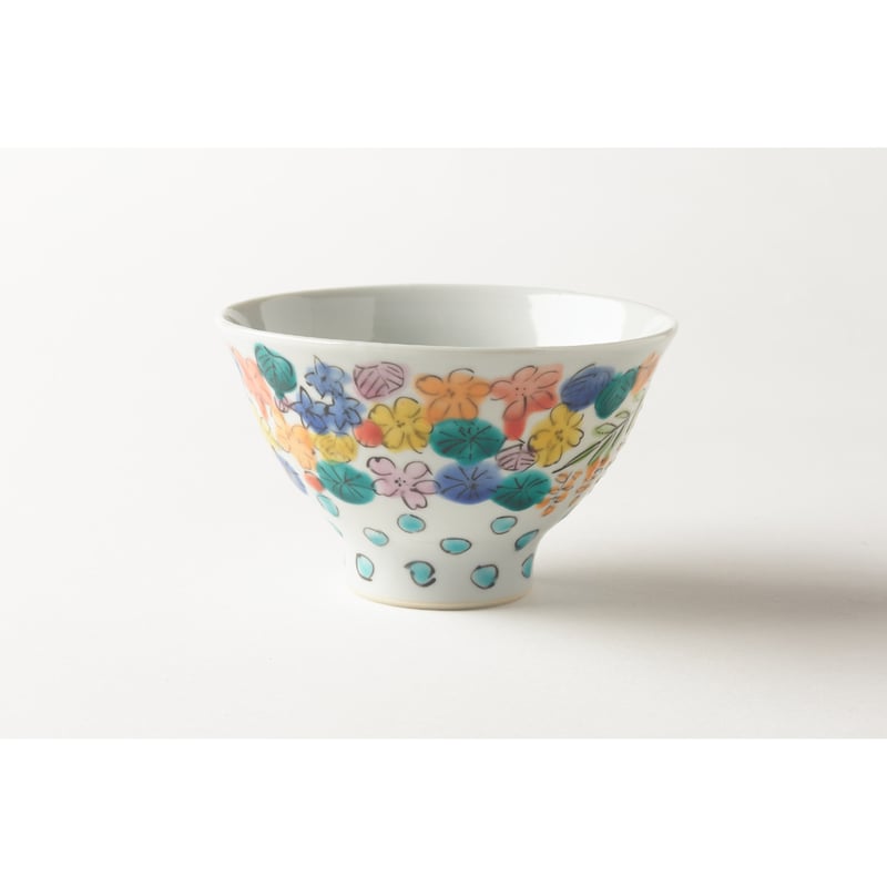永井麻美子 九谷焼 百花手風 めし碗 中 | HemingArts