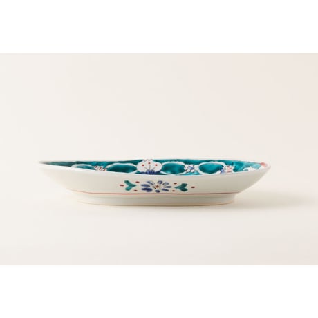 永井麻美子　色絵楕円カレー皿