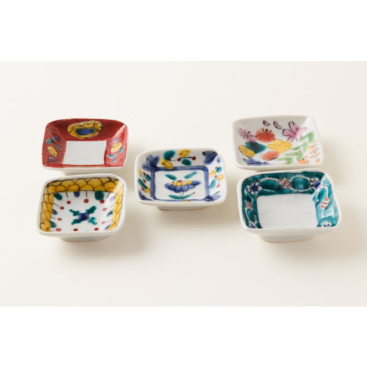 永井麻美子 九谷焼 いろいろ豆皿 青 赤 緑 黄 花 | HemingArts