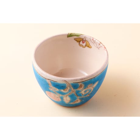 稲積佳谷　九谷焼　夢窓華　フリーカップ　トルコ　インデイゴ　緑