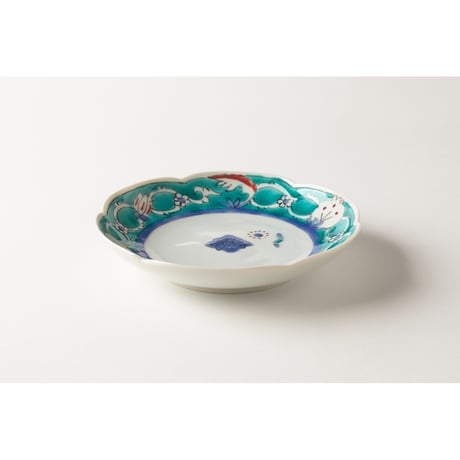 永井麻美子　九谷焼　トルコ唐草　輪花4.5寸皿