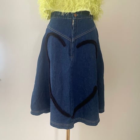 printed knit/denim skirt