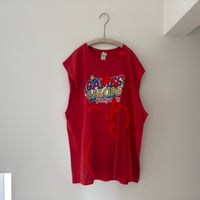 printed knit nosleeve T shirt