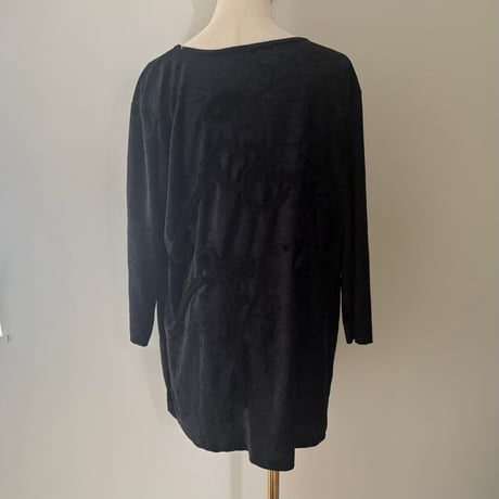 printed knit/velours tops