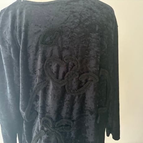 printed knit/velours tops
